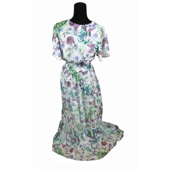 Elegant Mint Green Floral Edwardian inspired Tea gown Size M - L - Picture 7 of 9